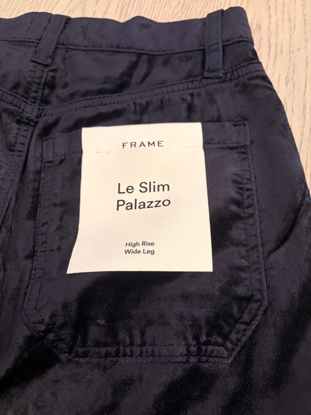 NWT Frame Le-Slim Palazzo Modernest Pocket Jean in Navy Velvet Size 26 - Picture 9 of 14